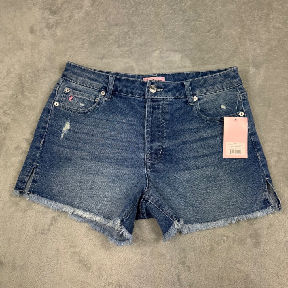 Juicy Couture Western Short Embroidered Logo Women 29 Medium Wash NEW